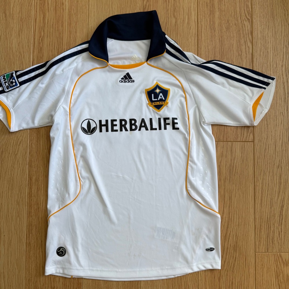 Adidas BECKHAM LA Galaxy Soccer Jersey Mens Large White MLS 2008 Futbol